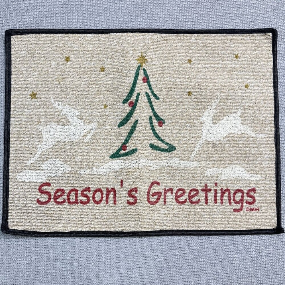 Holiday Doormat18"x24" Reindeer Christmas Tree Season's Greetings Non-Slip
